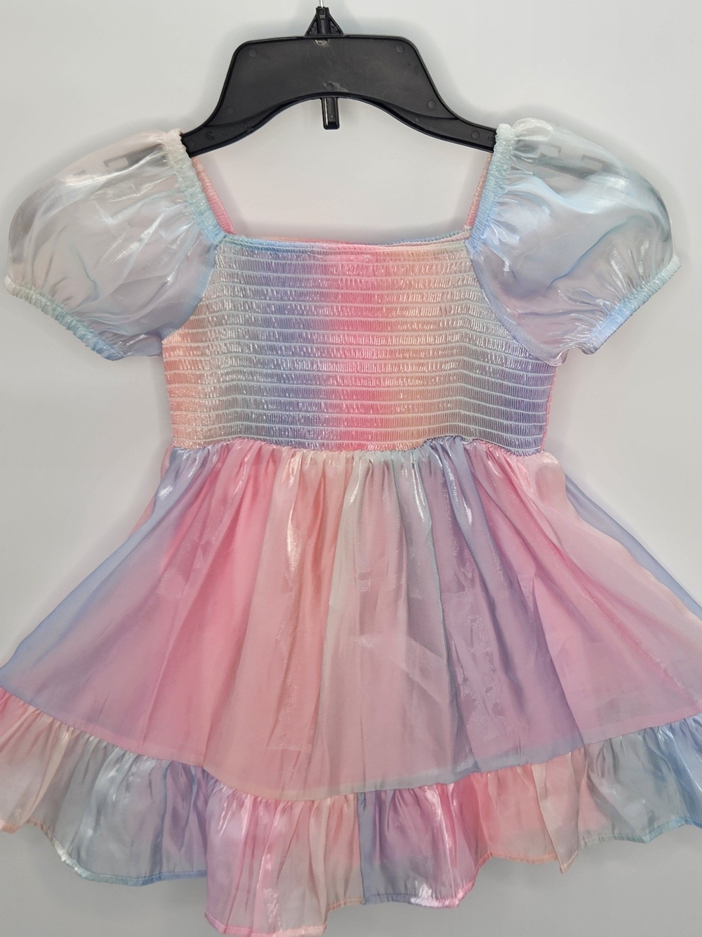 Toddler Girls Rainbow Mesh Flutter Dress